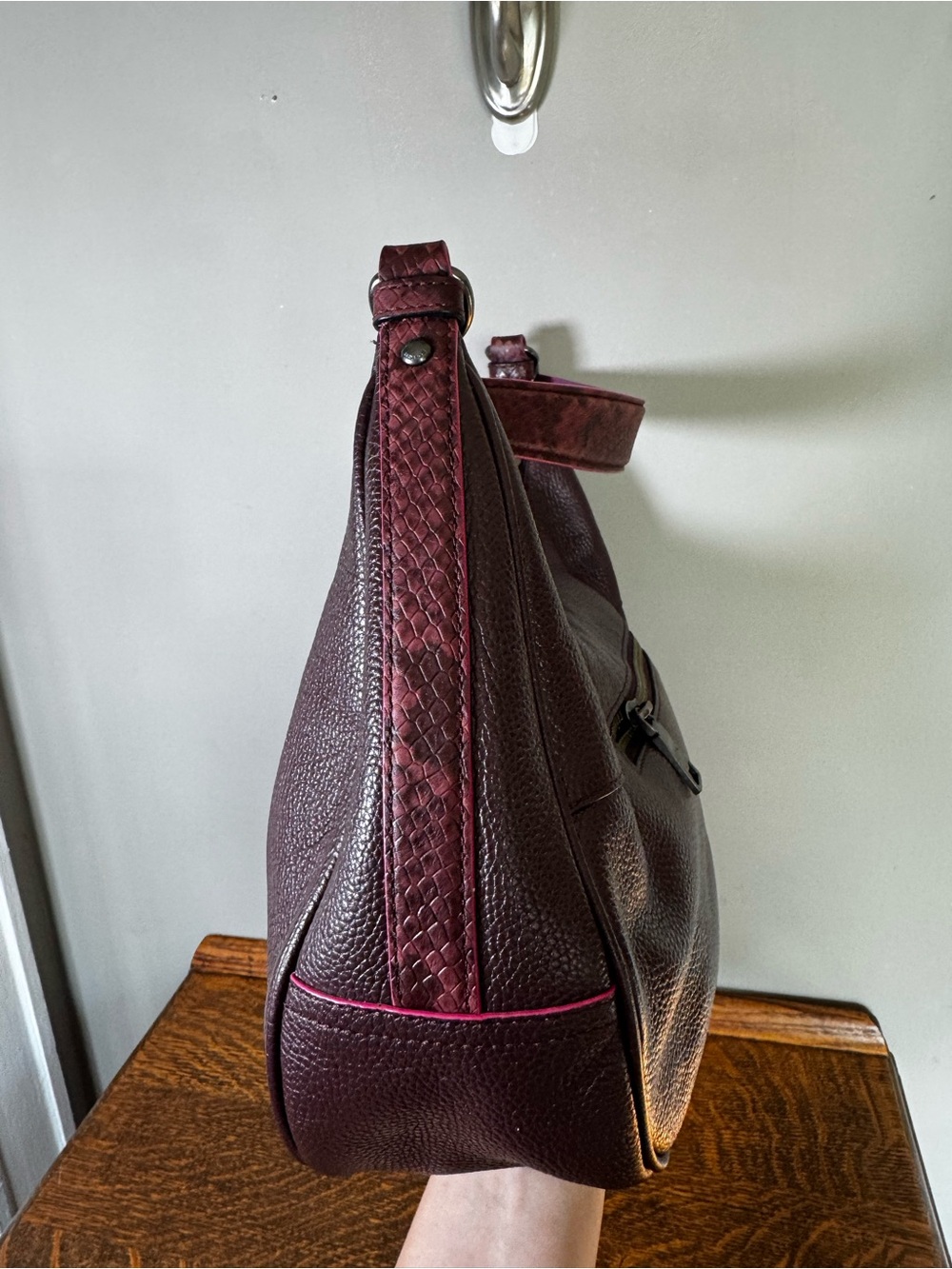 Coach Pebbled Leather Plum Hobo Shoulder Bag F29817 - Picture 5 of 14